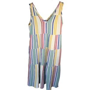 Marine Layer Corinne Multi-Colored Stripes Maxi Dress, S